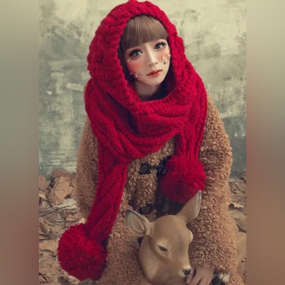 ❤️Red Riding Hood/Scarf with Mittens. - Picture 3 of 4